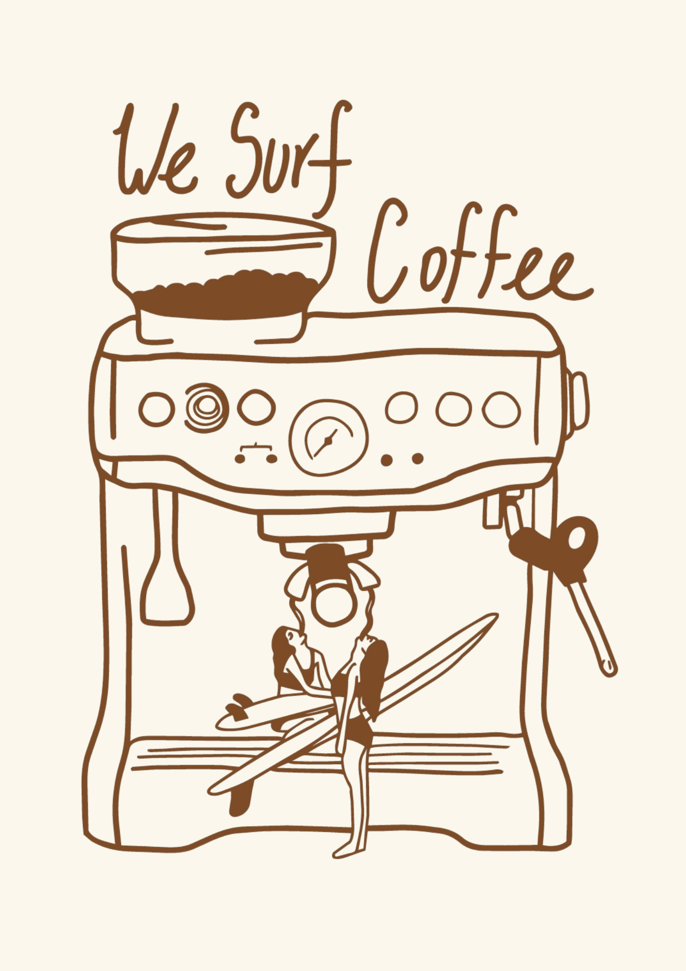Hand-drawn espresso machine — We Surf Coffee